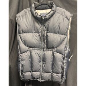 GAP Down Puffer Vest Full Zip Mens XXL Gray Sleeveless Quilted Black Jacket VTG